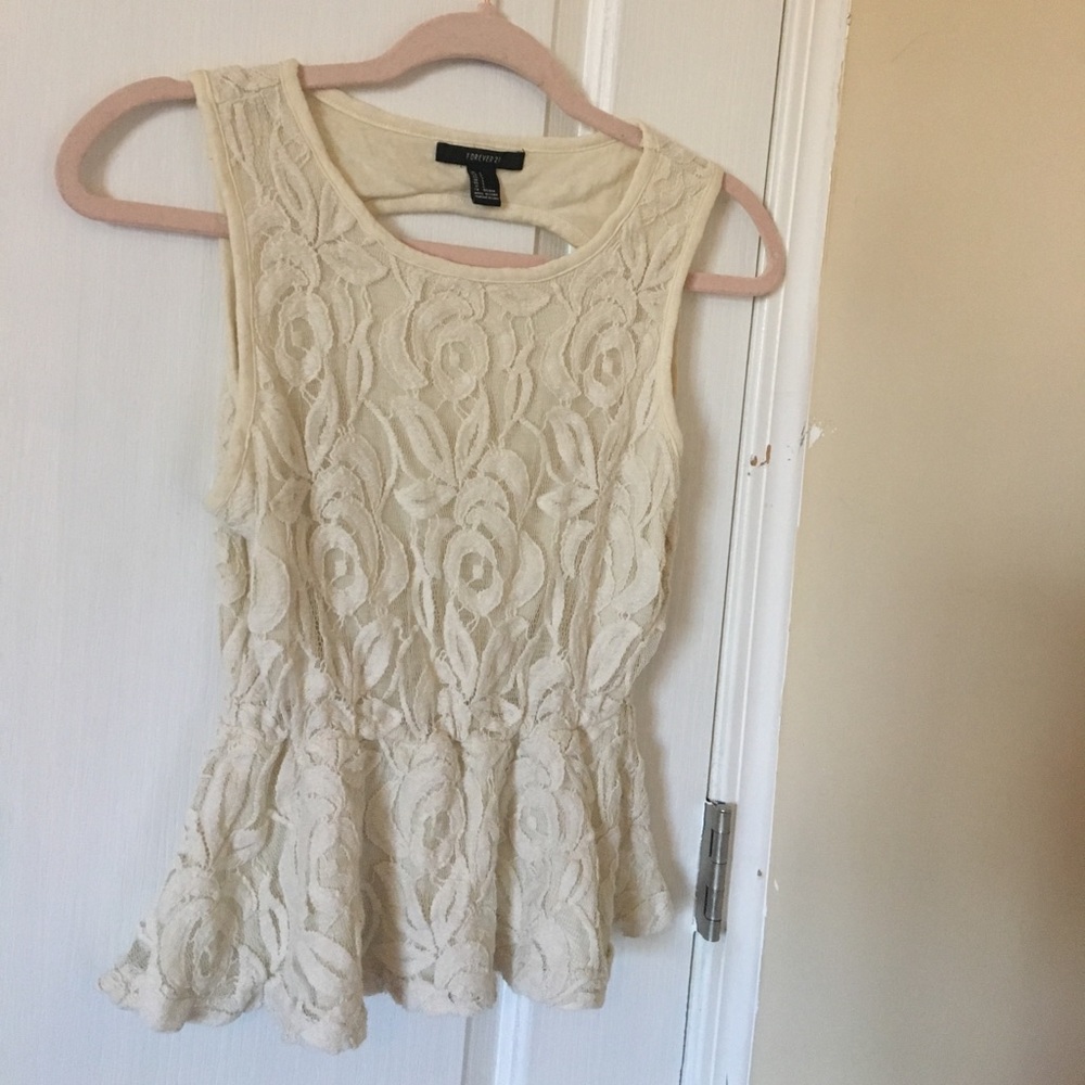 Lace white floral fancy casual cute top
